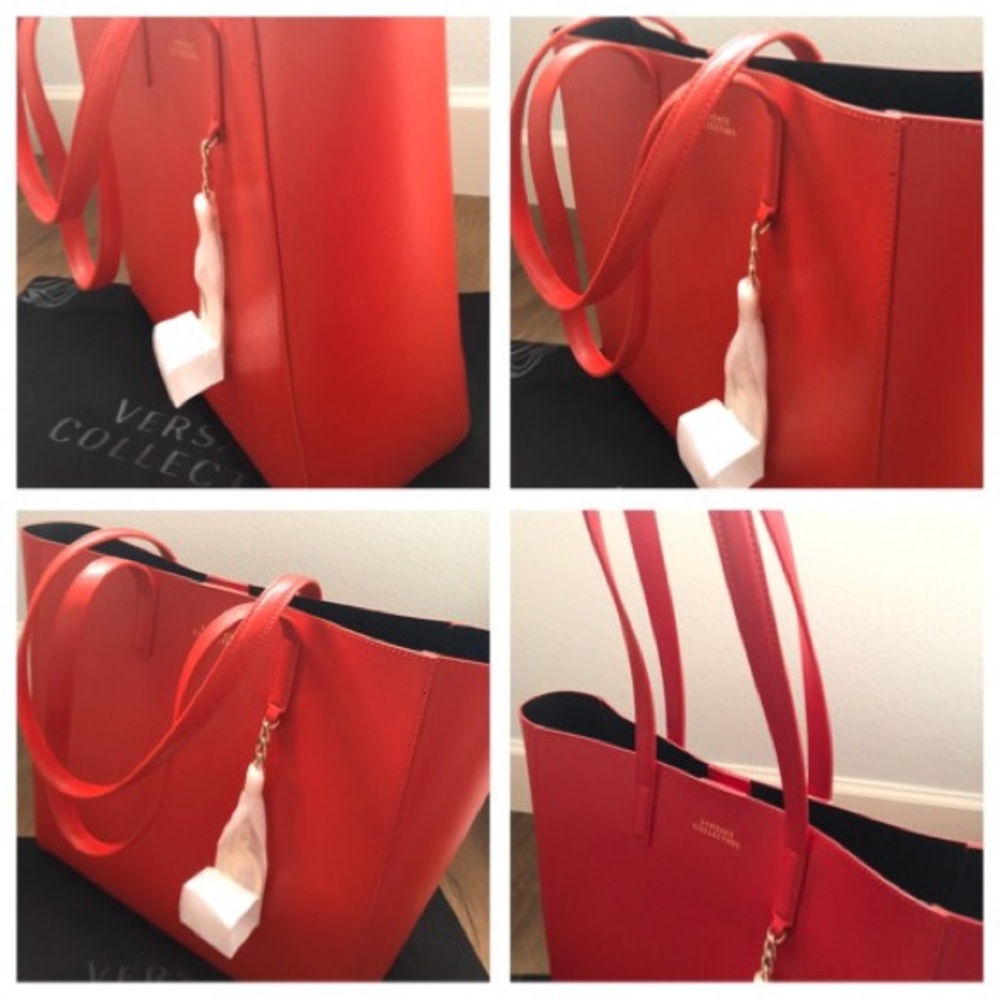 VERSACE Collection-AUTHENTIC (NWT) Large Red Saffiano Leather TOTE - Picture 6 of 8